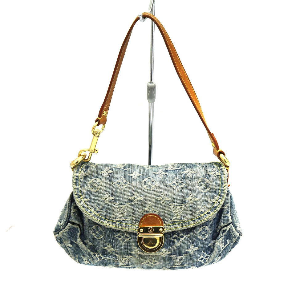 Louis Vuitton Pleaty Monogram Denim Shoulder Bag Blue
